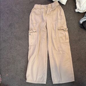 SHEIN Tan Flare Wide Leg Jeans